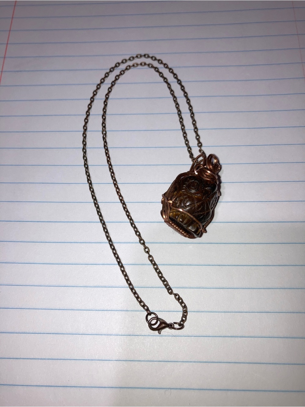 Copper Wire Wrapped Lantern Pendant Necklace - Rustic Copper Tone